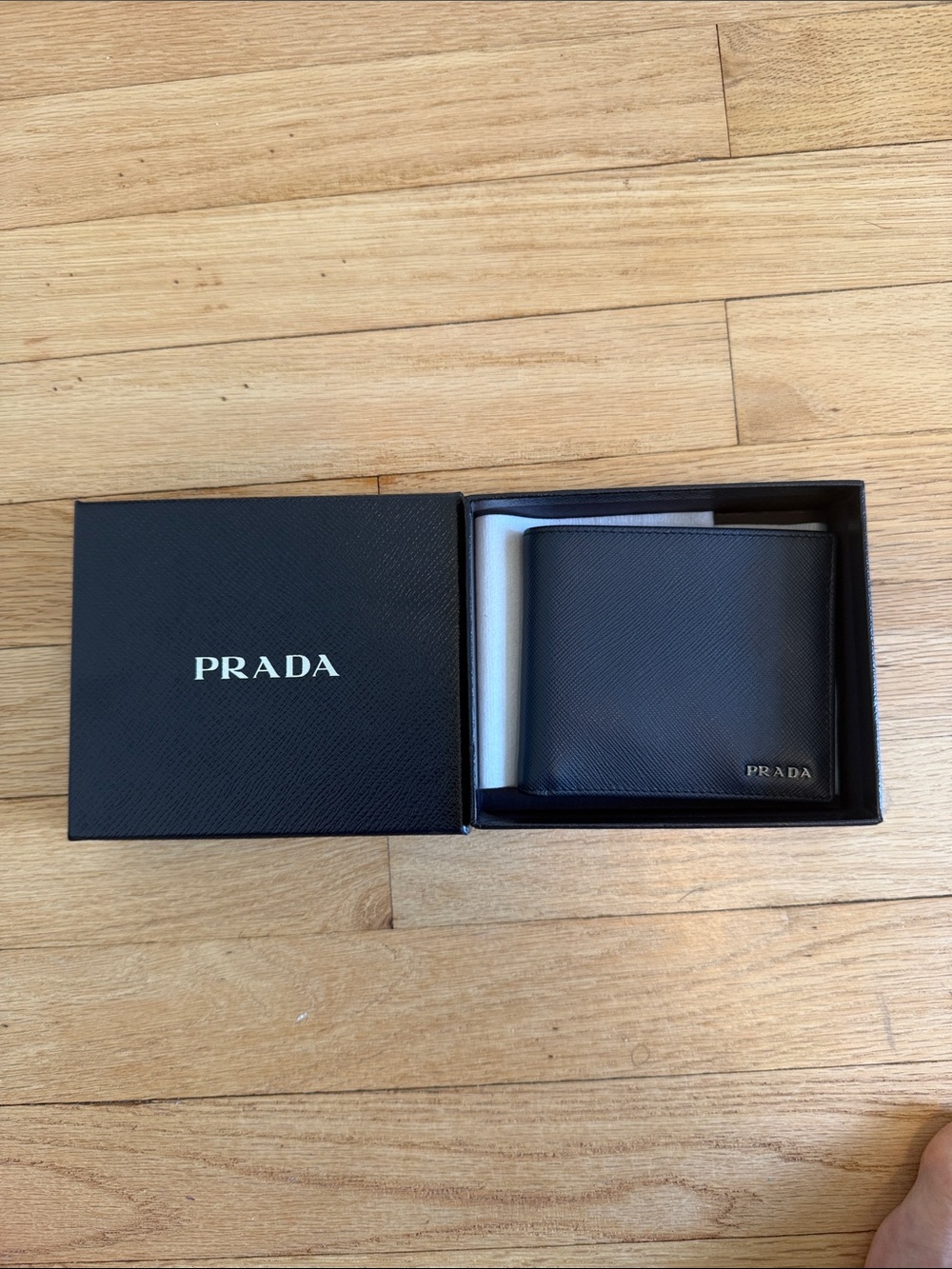 (New In Box) PRADA Saffiano Leather Bifold Wallet in Navy Blue - Picture 2 of 3